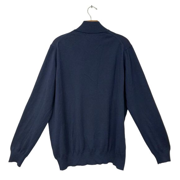 TD Thomas Dean Sweater Mens XL Navy Merino Wool 1/4 Button Knit Made in Italy - Picture 4 of 11